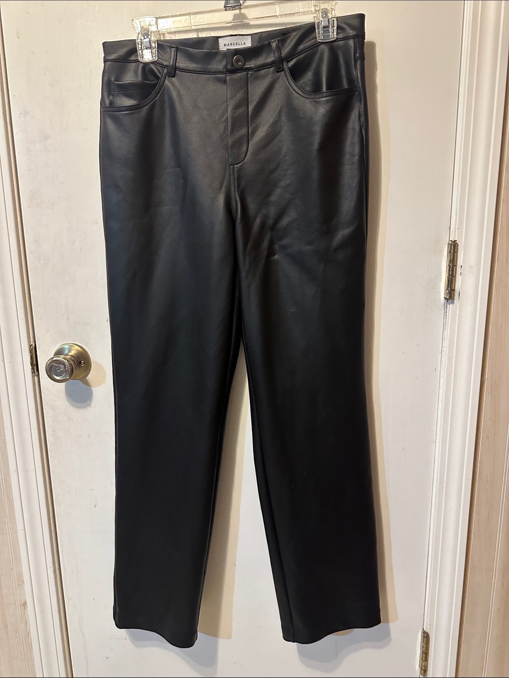Marcella Faux Leather Straight-Leg Pants